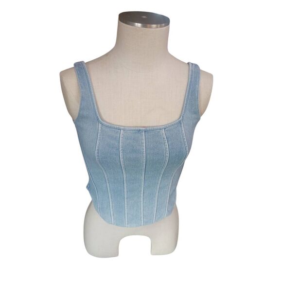 Express medium Women's chambray new with tags denim top - Picture 1 of 3